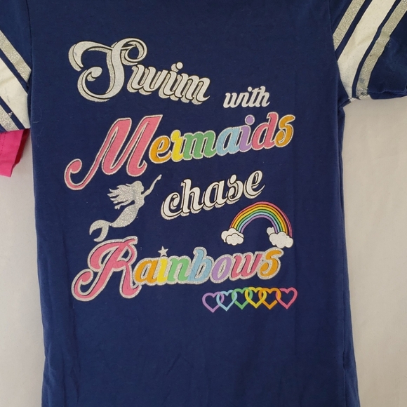 Girls long length shirts Unicorn & Mermaid 10/12 - Picture 3 of 3